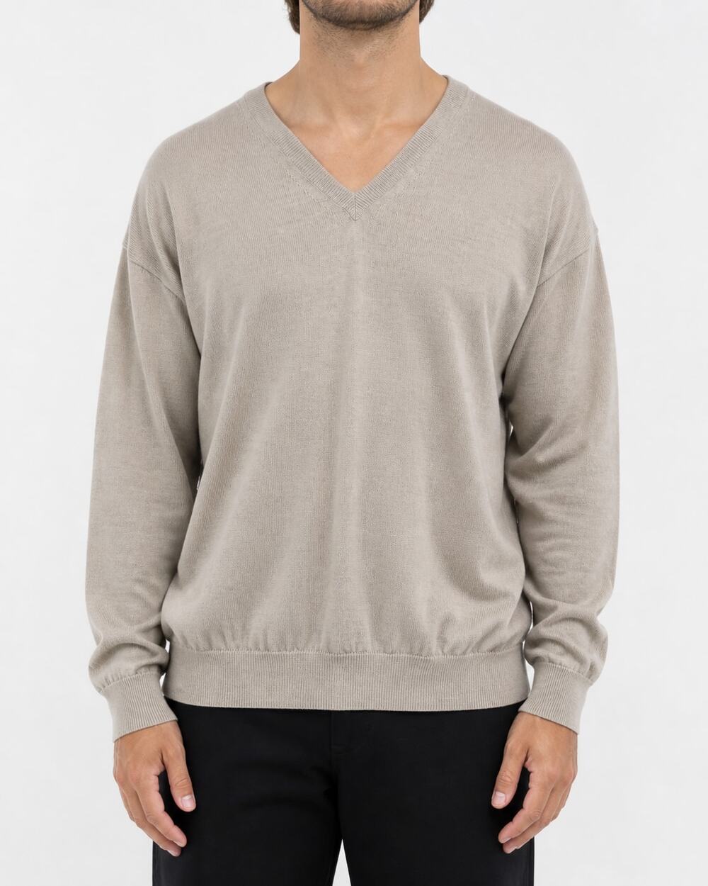 Bobby Jones Men's V-Neck 100% Merino Wool Pullover Golf Sweater XL Taupe Italian